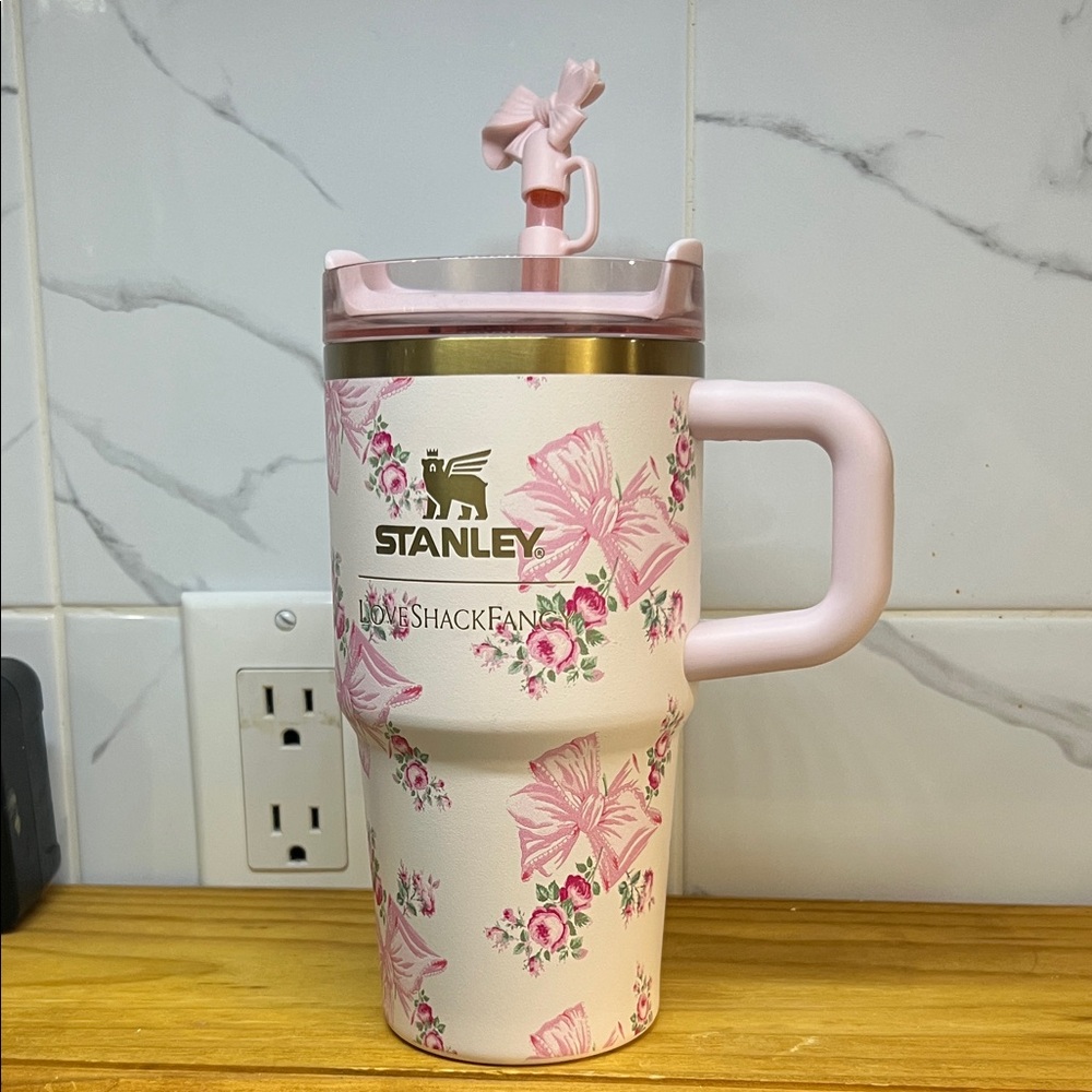 Stanley Pink Floral Mug with Straw